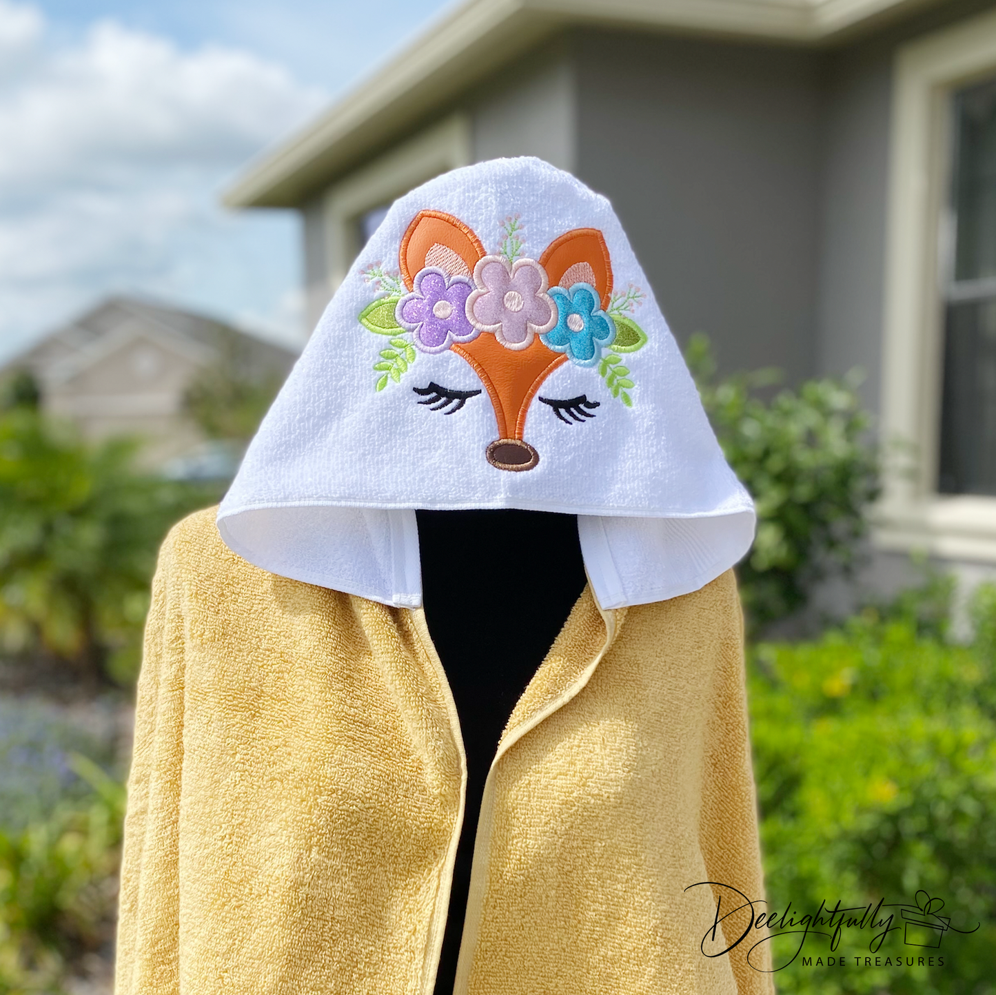 Character Hooded Towel - Fox Mustard