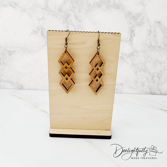 Interlocked Diamonds Wooden Earrings