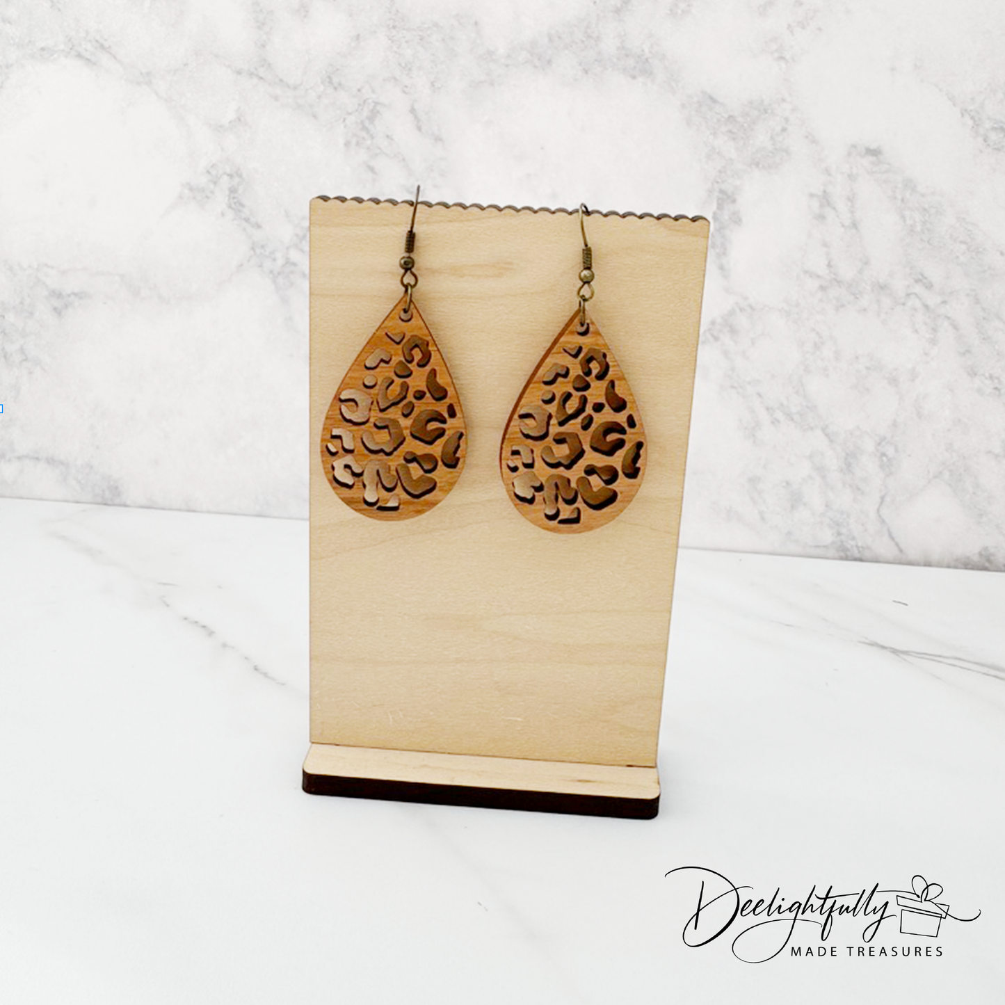 Leopard Print Cut Wooden Earrings