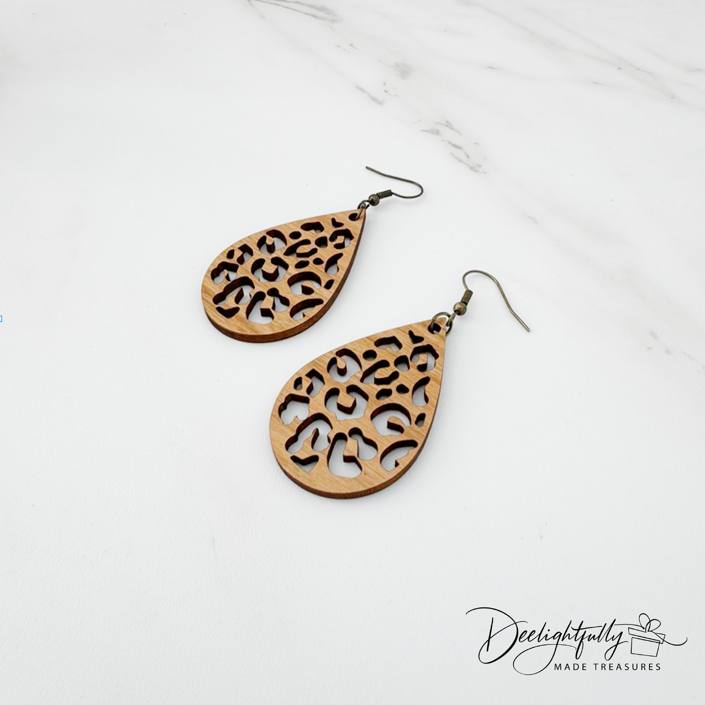 Leopard Print Cut Wooden Earrings