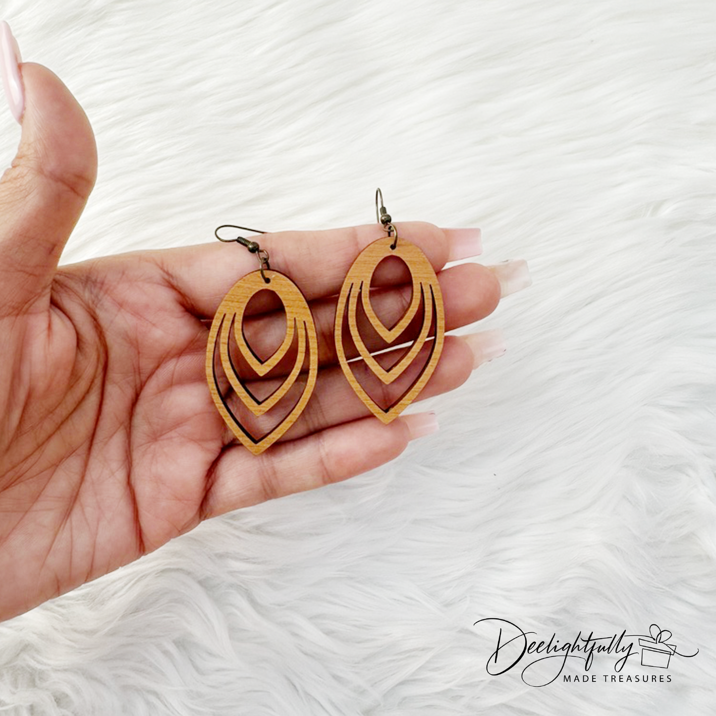 Interlocked Ellipse Wooden Earrings