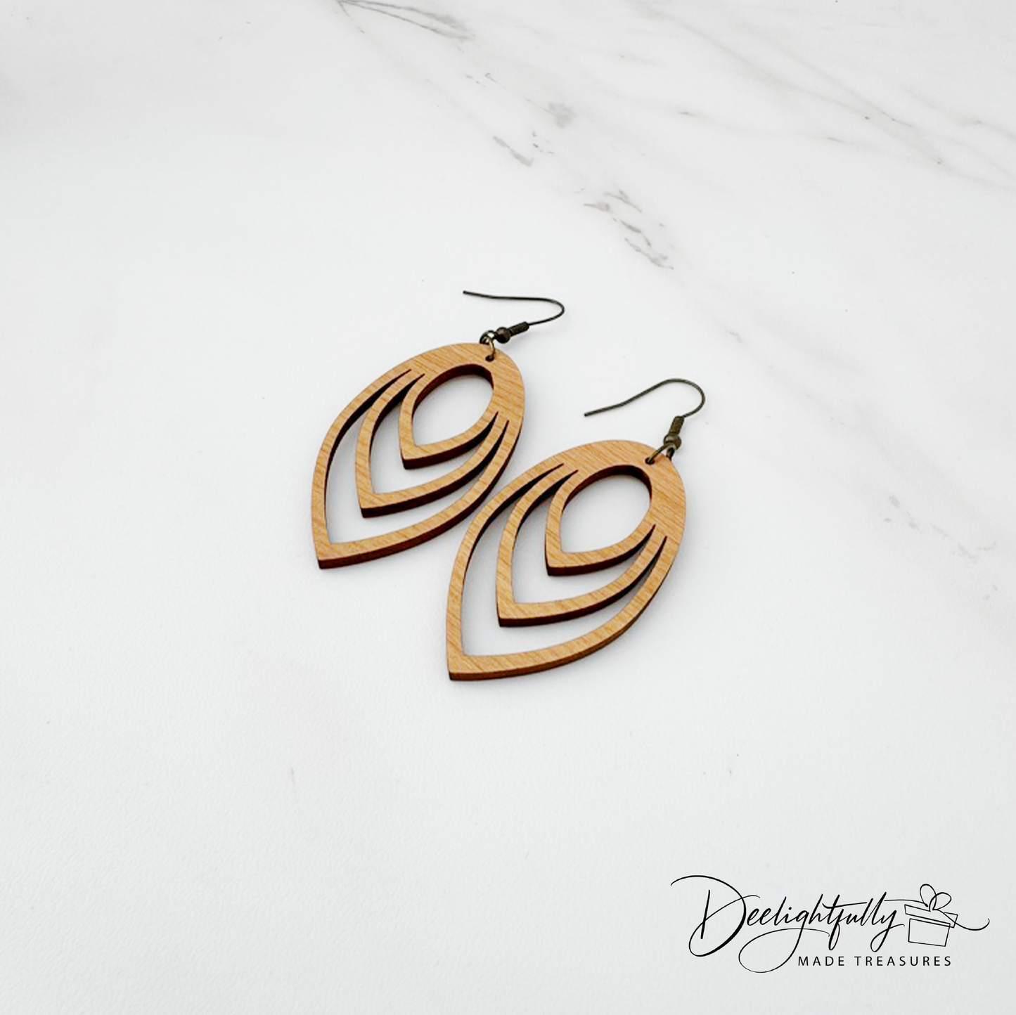 Interlocked Ellipse Wooden Earrings