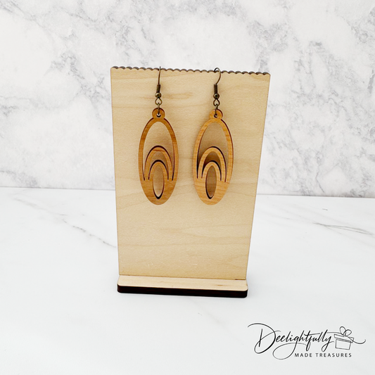 Long Interlocked Ovals Wooden Earrings