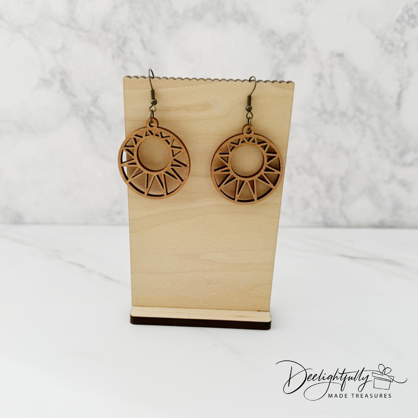 Solar Cut Wooden Earrings