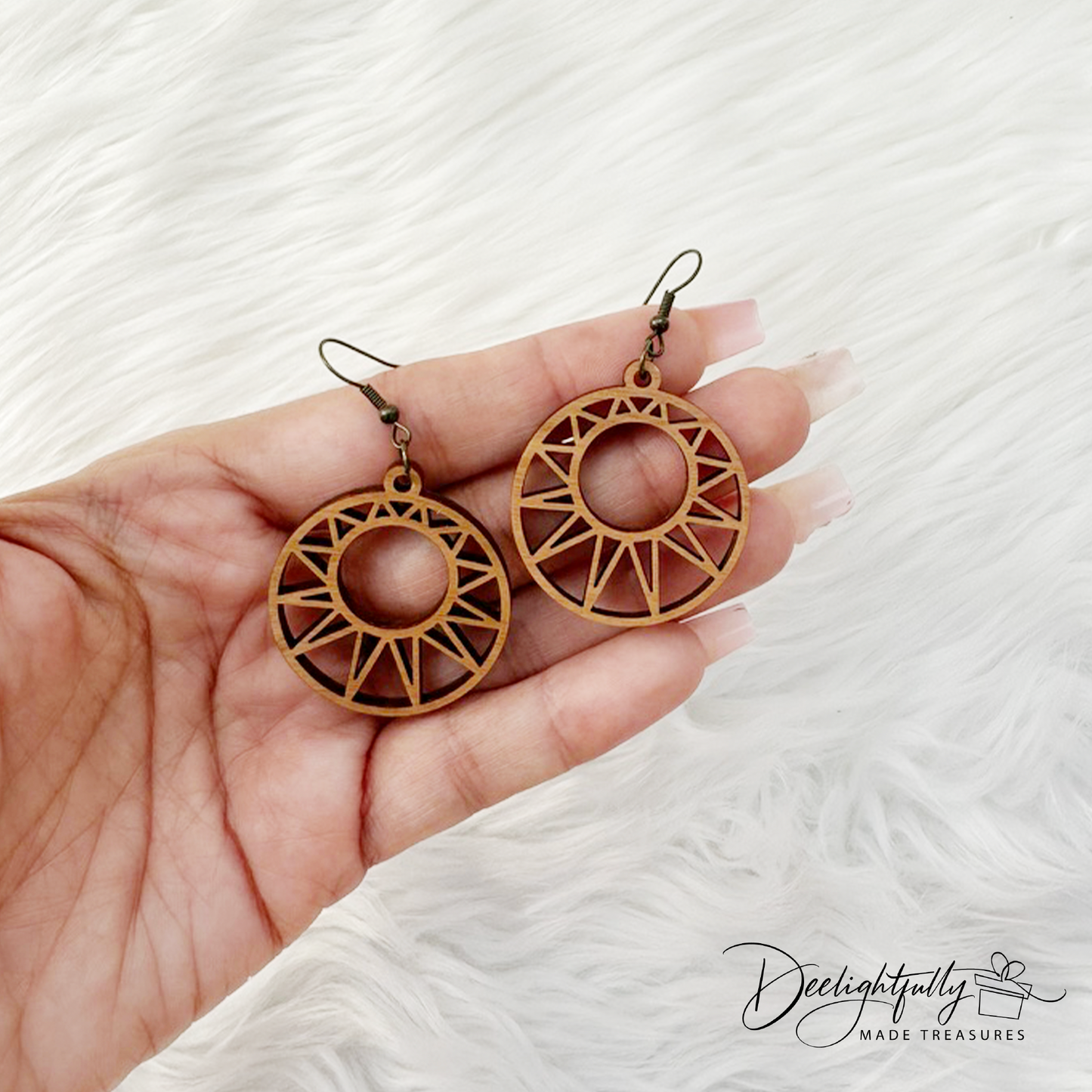 Solar Cut Wooden Earrings