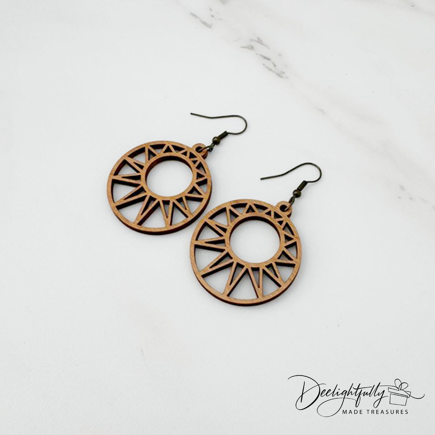 Solar Cut Wooden Earrings