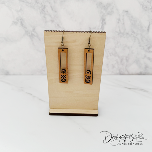 Geometric Partial Cut Wooden Earrings